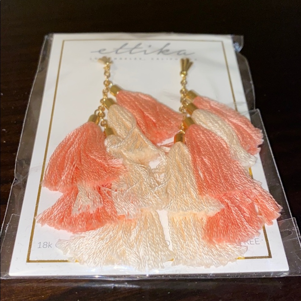 Ethika L.A. peaches & cream tassel earrings